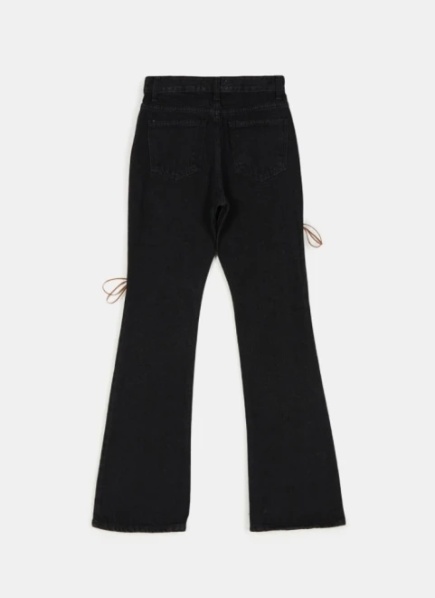 Western eyelet slim denim pants