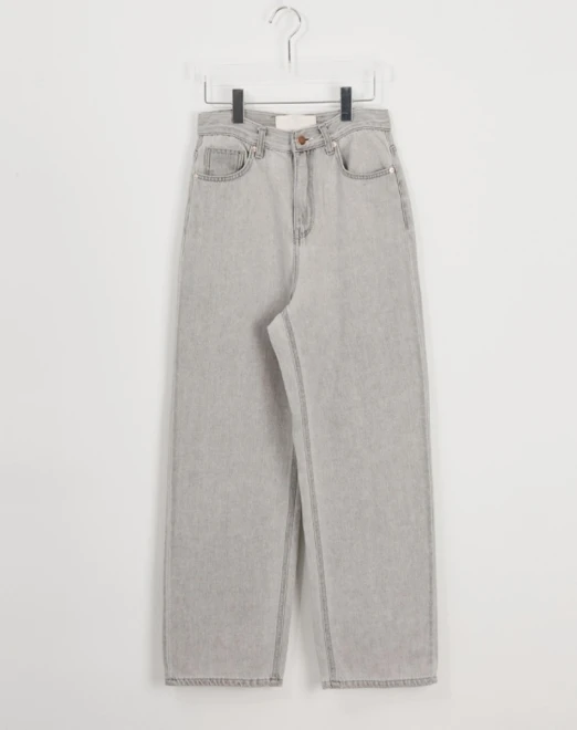 Washed-out long wide denim pants