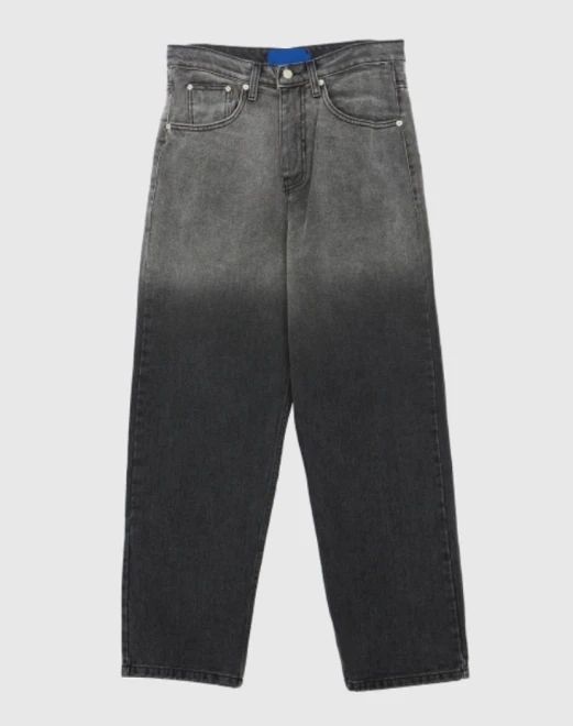 Half washing black denim pants