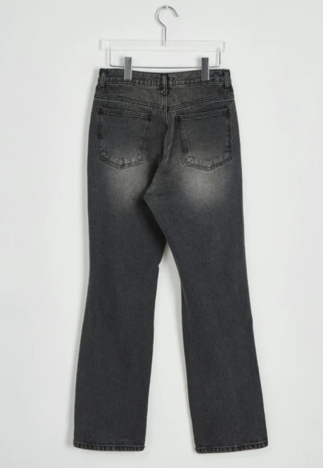 Dark Black Damage Bootcut Denim Pants