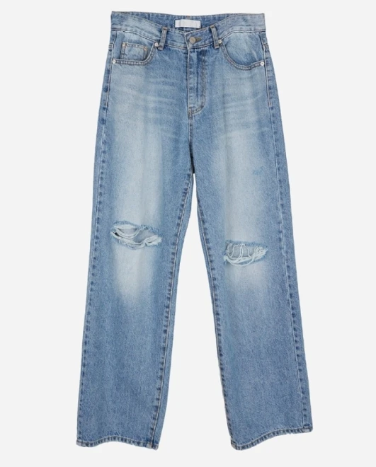 Nova washing destroyed loose denim pants