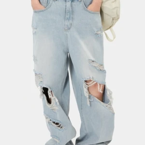 Drag destroyed wide denim pants