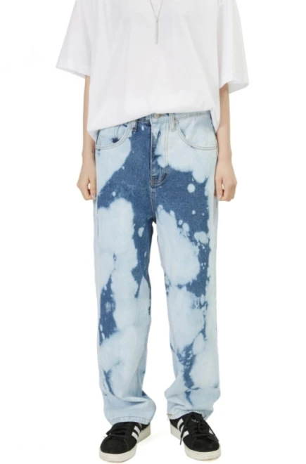 Bleach wide blue denim pants