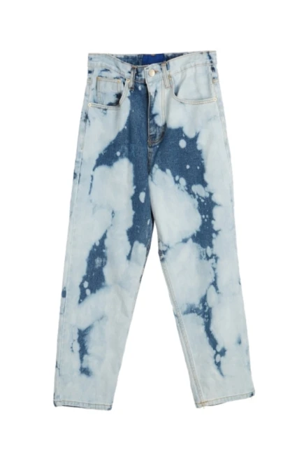 Bleach wide blue denim pants