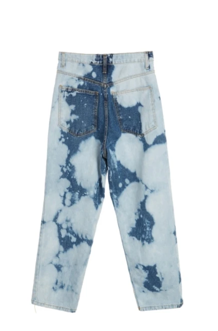 Bleach wide blue denim pants