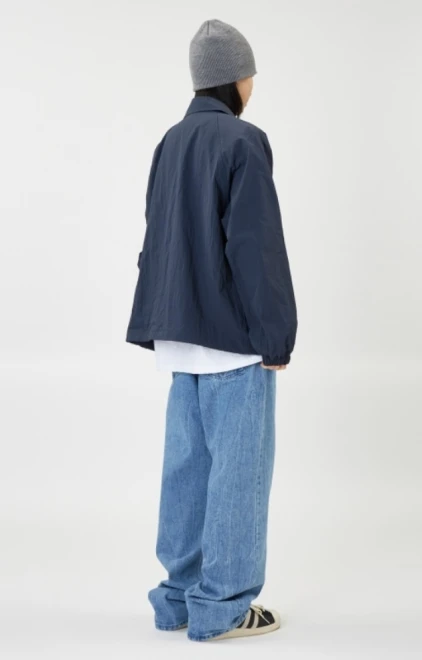 Crack pleats washing wide denim pants