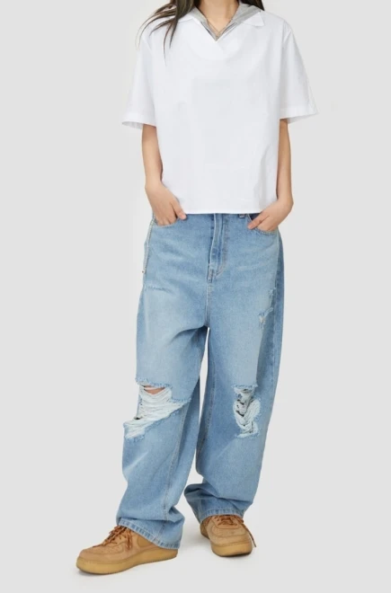 Liberty destroyed over wide denim pants