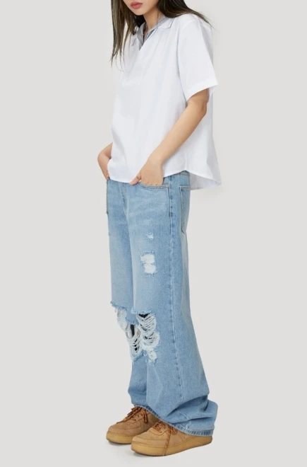 Liberty destroyed over wide denim pants