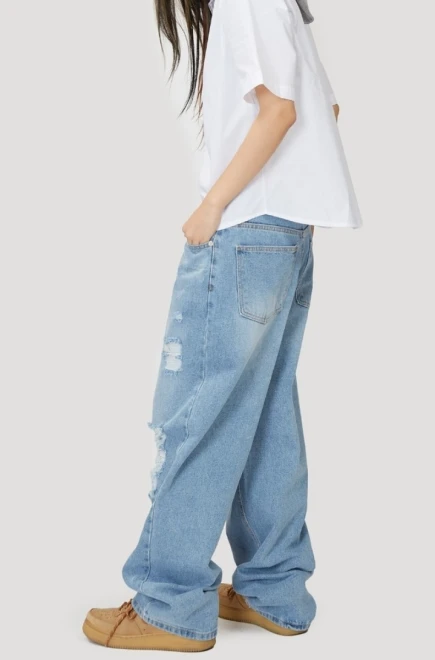 Liberty destroyed over wide denim pants