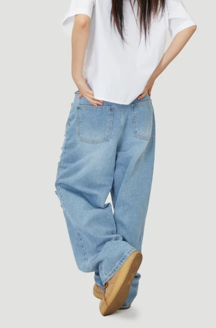 Liberty destroyed over wide denim pants