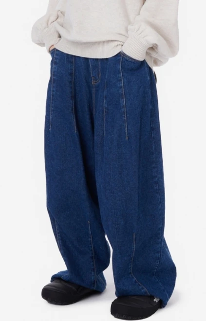 Needle work balloon denim pants