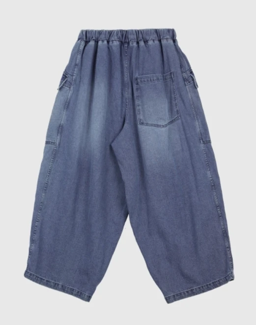 Cargo pocket wide denim pants