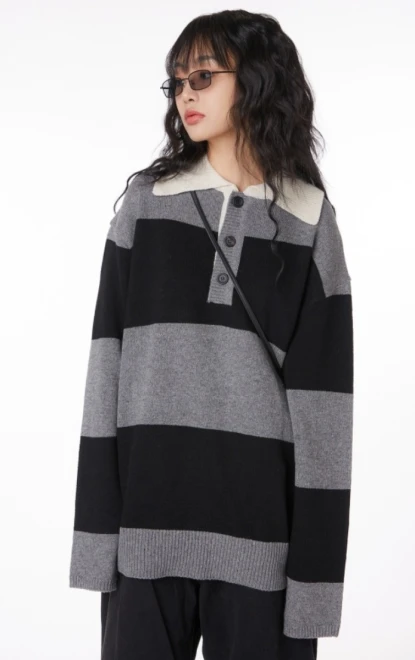 Bold stripe rugby knitwear