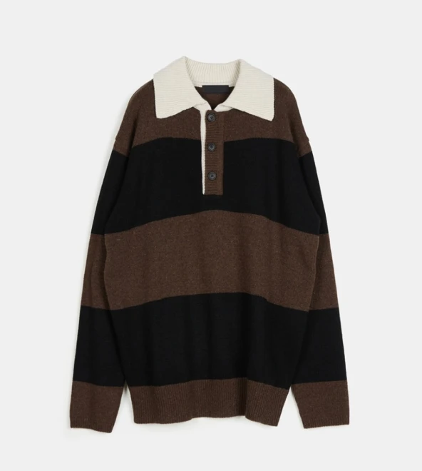 Bold stripe rugby knitwear