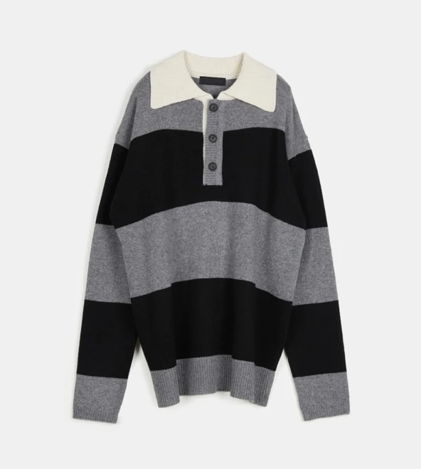 Bold stripe rugby knitwear