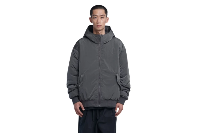 NYLON PADDED HOODED ZIP UP JACKET