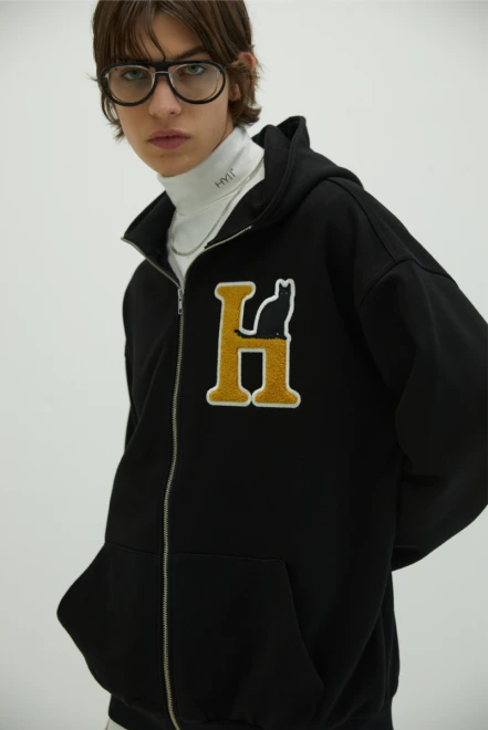 Boucle Embroidered Zip Up Hoodie