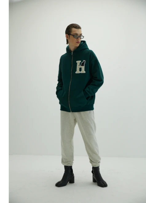 Boucle Embroidered Zip Up Hoodie