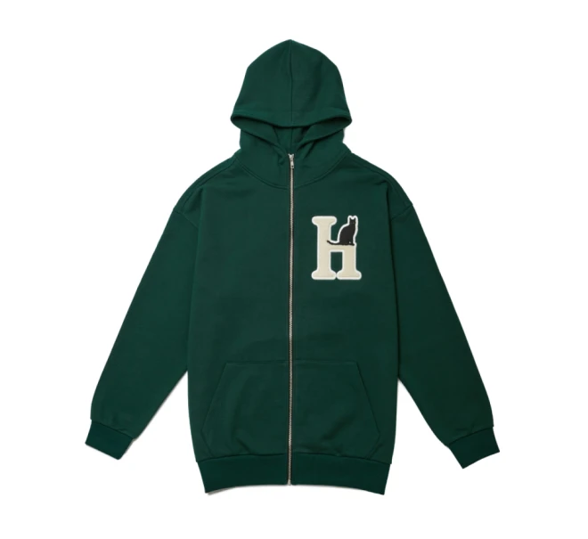 Boucle Embroidered Zip Up Hoodie