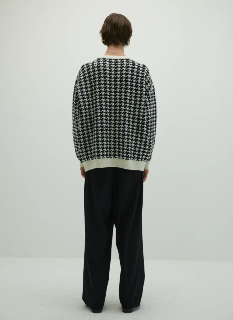 Houndstooth Knitted Wool Sweater