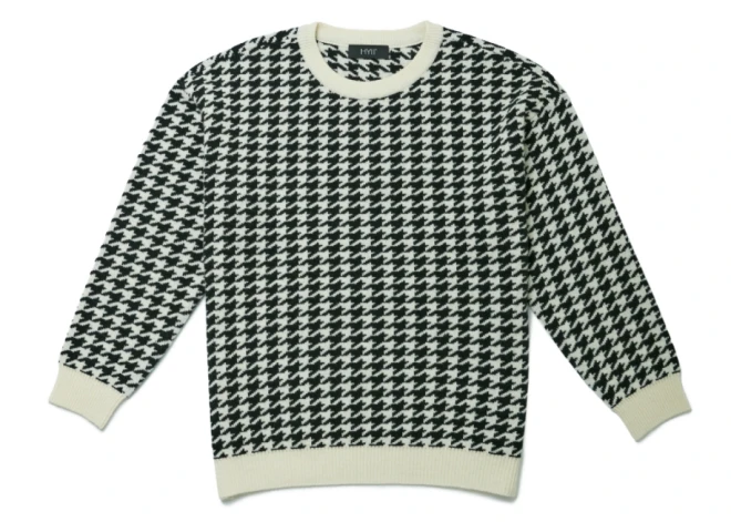 Houndstooth Knitted Wool Sweater