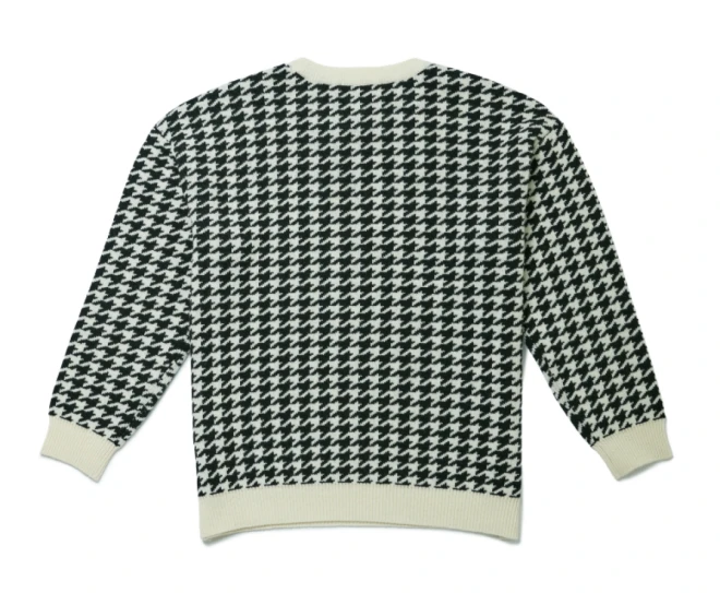 Houndstooth Knitted Wool Sweater