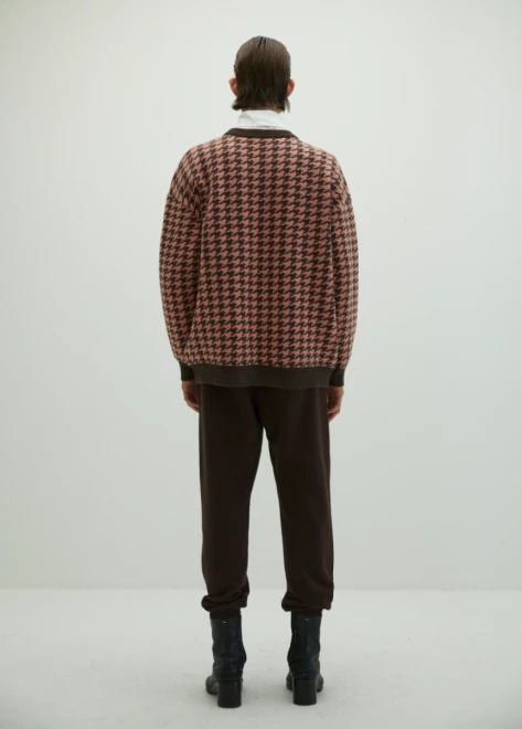 Houndstooth Knitted Wool Sweater